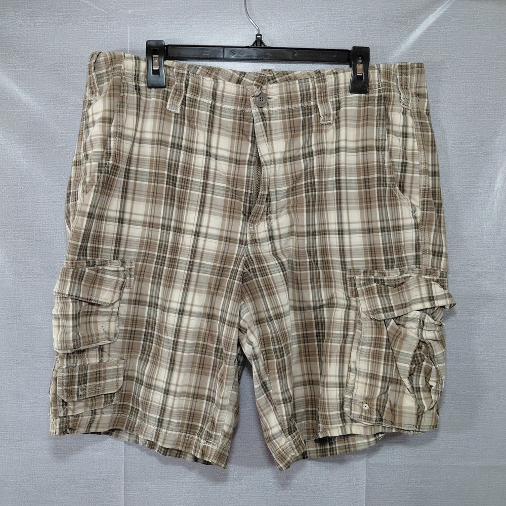 Eddie Bauer Plaid‎ Cargo Shorts Men's Sz 38 Mid Rise Pockets 10" Inseam